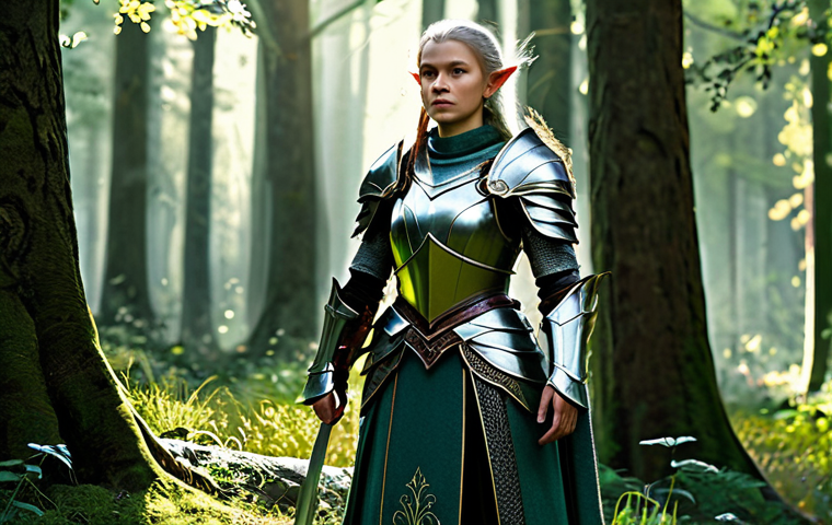 **
"A female knight, fully clothed in modest, ornate Elven Full Plate Armor, stands guard in a sunlit forest glade, safe for work, appropriate content, perfect anatomy, correct proportions, well-formed hands, proper finger count, natural body proportions, professional digital painting, high detail, fantasy art."
**
