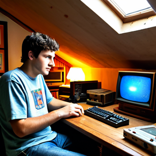 Nostalgic Gamer**

"A fully clothed adult gamer, male, wearing a modest t-shirt and jeans, sitting at a vintage computer desk in a warmly lit attic room. The desk is cluttered with old game boxes and memorabilia. He is looking at the screen with a nostalgic expression. Soft, diffused lighting. Safe for work, appropriate content, perfect anatomy, natural proportions, professional, family-friendly."

**