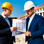 **Image Prompt 1:** A professional architect, fully clothed in appropriate business attire, reviewing blueprints at a sunny construction site in Warsaw, Poland. Hard hats and safety vests are visible. Safe for work, perfect anatomy, natural proportions, professional photography, high quality, family-friendly.